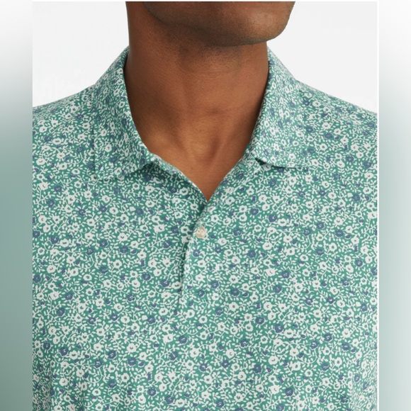 UNTUCKit Polo Shirt 100% Pima Cotton Short Sleeve Green Floral Print, size L - Picture 5 of 10